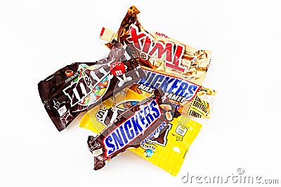 Empty chocolate candy bars wrappers Editorial Stock Photo