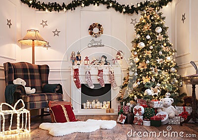 Empty christmas room with copy space Stock Photo