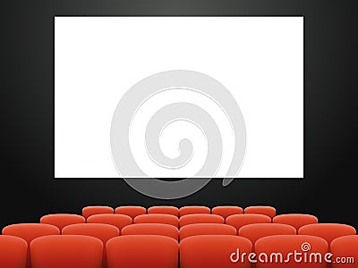 Empty cinema hall armchair movie theatre realistic interior design vector illustration Vector Illustration