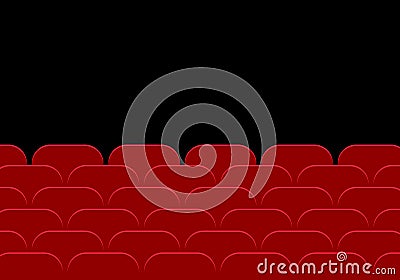 Empty cinema hall or theater and row of red auditorium seats on Vector Illustration