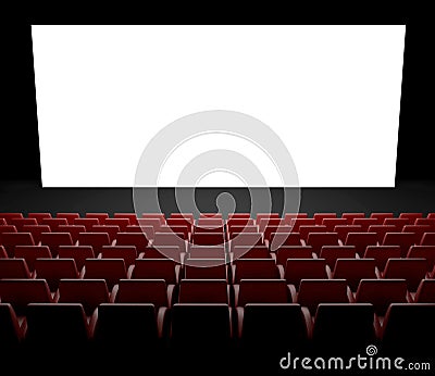 Empty cinema screen with auditorium Stock Photo