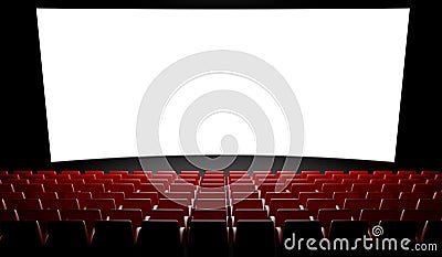 Empty cinema screen with auditorium Stock Photo