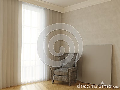 Empty classic room with armchair and mock-up pattern Stock Photo