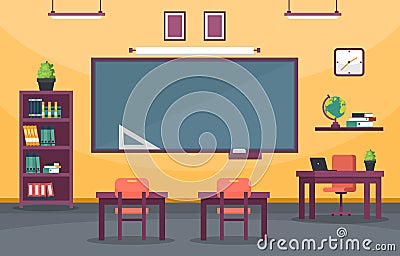 Empty Classroom Education Elementary High School Class Nobody Illustration Vector Illustration