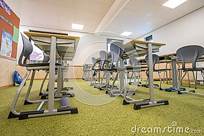 Empty classroom primary school during Covid pandemic Editorial Stock Photo