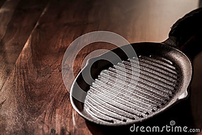 Empty clean cast iron griddle pan Stock Photo