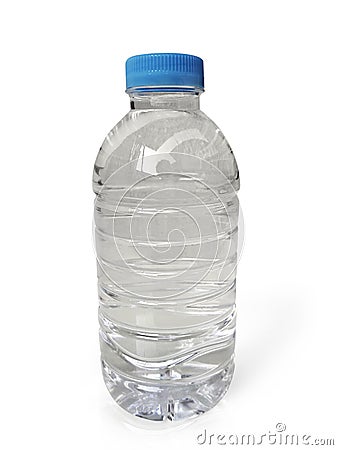 Empty clean and clear water bottle isolated on with isolated on a white background Stock Photo