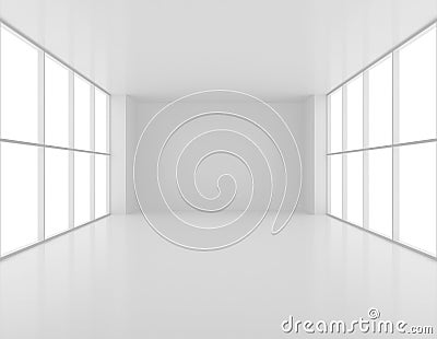 Empty clean room with large windows Stock Photo