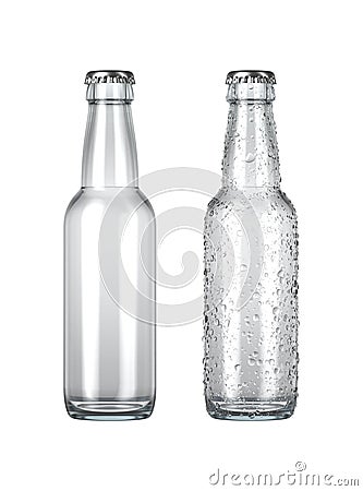 Empty Clear Beer Bottle Stock Photo