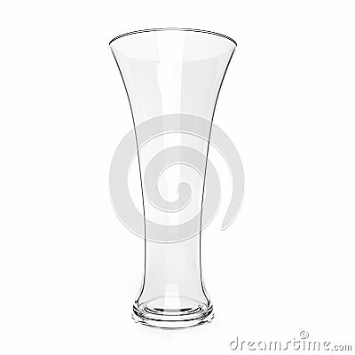 Empty clear beer or water glass. Isolated on white background.3D Rendering Stock Photo