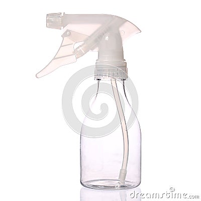 Empty Clear Spray Bottle, isolated Stock Photo