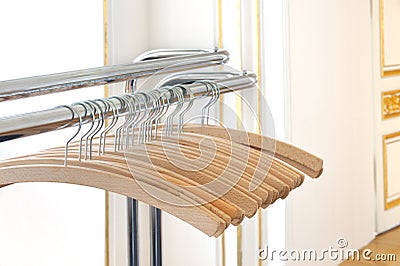 Empty clothes hangers Stock Photo