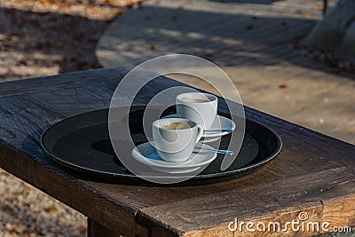 Empty Coffee Cups Outdoors Stock Photo