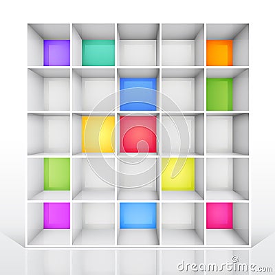 Empty colorful bookshelf Vector Illustration