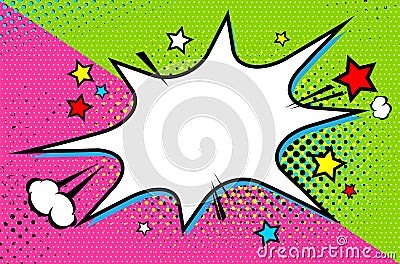 Empty comic speech bubble on pop art style background Vector Illustration