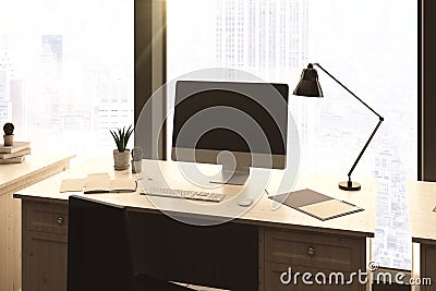 Empty computer in office Stock Photo
