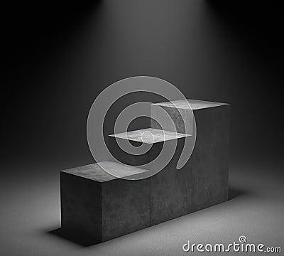 Empty concrete podium on spotlight background. 3D rendering. Stock Photo