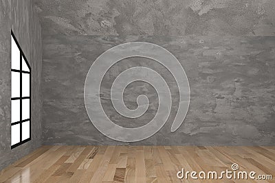 Empty concrete room interior in 3D rendering Stock Photo