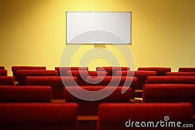 Empty conference hall. focus on a screen. Stock Photo