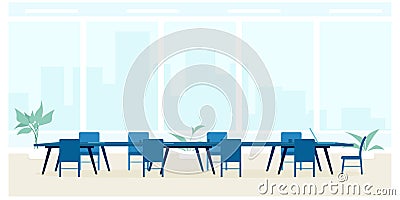 Empty conference room with big window Vector Illustration