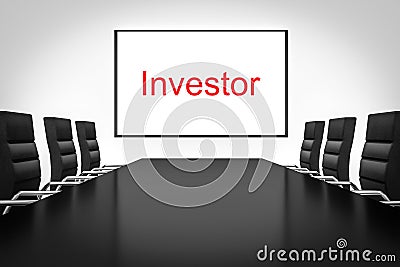 Empty conference room with large whiteboard investor Stock Photo