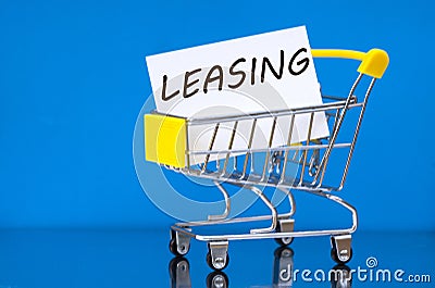 Empty consumer trolley with inscription inside -LEASING Stock Photo