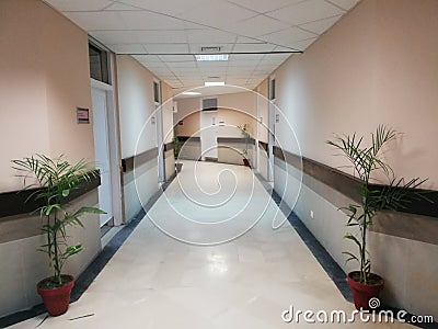 An Empty Coridor of a Hospital Stock Photo