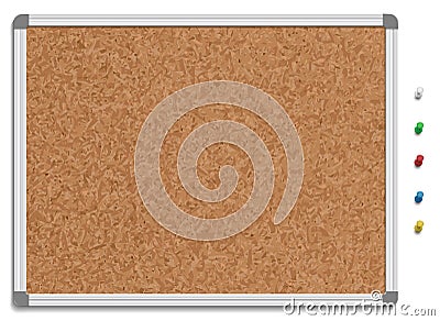 Empty corkboard with colored pins Vector Illustration