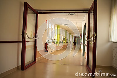 empty corridor at a nursing home in Austria Editorial Stock Photo