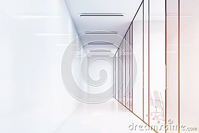 Empty corridor of a white office Stock Photo