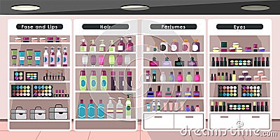 Empty cosmetics store flat vector illustration Vector Illustration