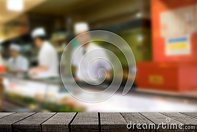 Empty counter display japanese sushi restaurant background Stock Photo