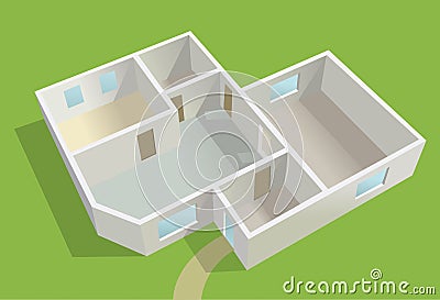 Empty country house planning, Vector Illustration