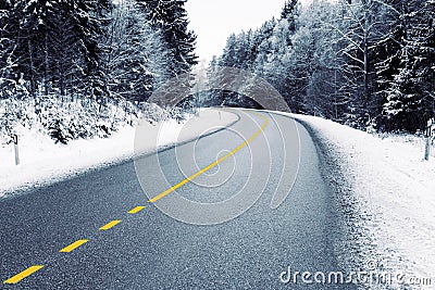 Empty country road in winter Stock Photo