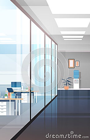 empty coworking area no people open space modern office interior vertical Vector Illustration