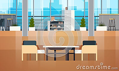 Empty Coworking Space Interior Modern Coworking Office Creative Workplace Space Vector Illustration