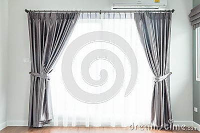 empty curtain interior decoration in living room Stock Photo