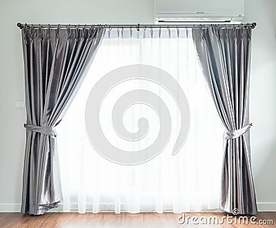 empty curtain interior decoration in living room Stock Photo