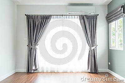 empty curtain interior decoration in living room Stock Photo