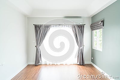 empty curtain interior decoration in living room Stock Photo