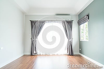 empty curtain interior decoration in living room Stock Photo