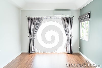 empty curtain interior decoration in living room Stock Photo