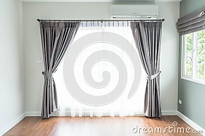 empty curtain interior decoration in living room Stock Photo