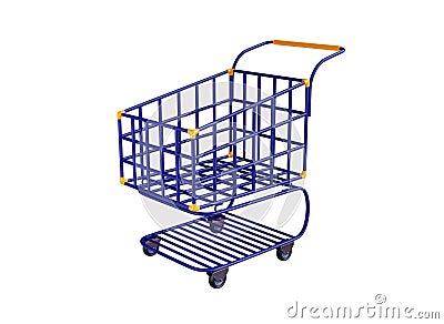 Empty 3D Shopping Cart Ideas for Shopping online trading and digital marketing concepts, supermarkets, retail stores, grocery Cartoon Illustration