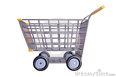 Empty 3D Shopping Cart Ideas for Shopping online trading and digital marketing concepts, supermarkets, retail stores, grocery Cartoon Illustration