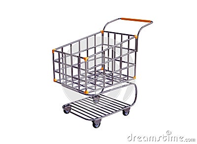 Empty 3D Shopping Cart Ideas for Shopping online trading and digital marketing concepts, supermarkets, retail stores, grocery Cartoon Illustration