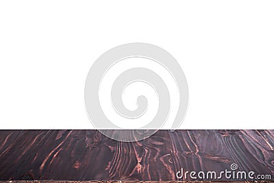 Empty dark wood table top on white background. Leave space for placement you background - can be used for display or montage or mo Stock Photo
