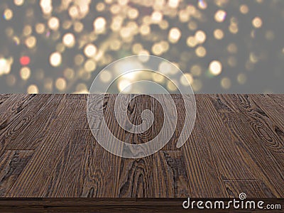 Empty dark wooden table in front of abstract blurred bokeh background. can be used for display or montage your products.Mock up fo Stock Photo