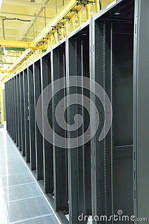 Empty Data Center racks Stock Photo