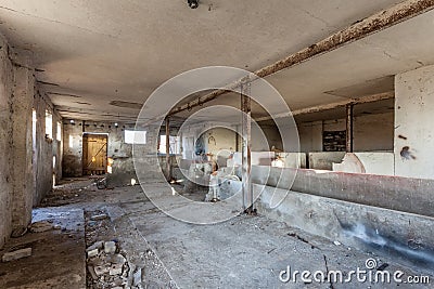 Empty, decaying, old barn - Poland Stock Photo